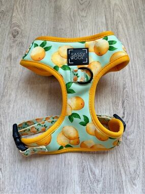 Sassy Woof - Yellow Lemon-Print Dog / Pet Harness - size Small